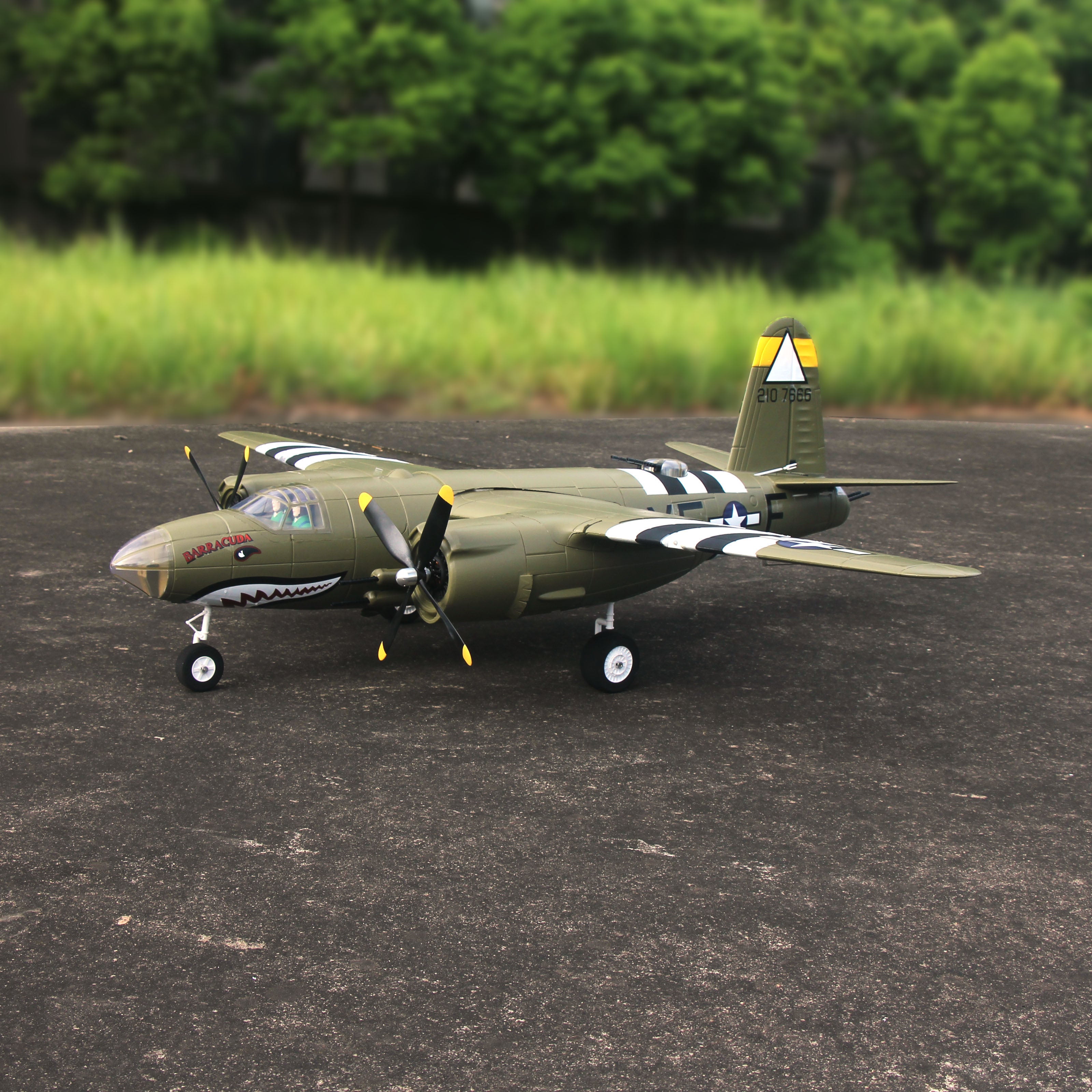 Dynam B-26 Marauder Green 4S Twin-Engine RC Warbird Plane 1.5m Wingspan w/ Flaps