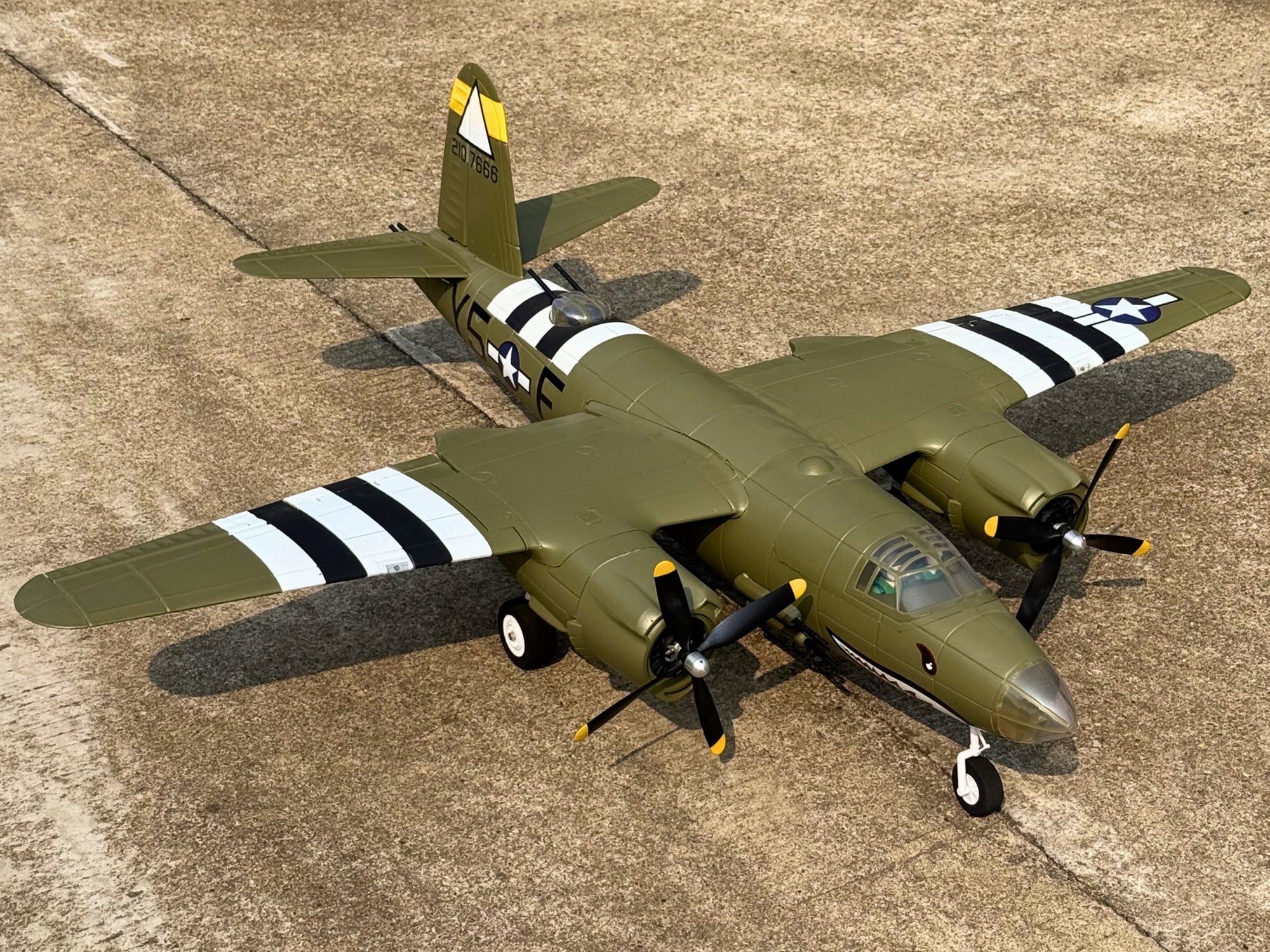 Dynam B-26 Marauder Green 4S Twin-Engine RC Warbird Plane 1.5m Wingspan w/ Flaps