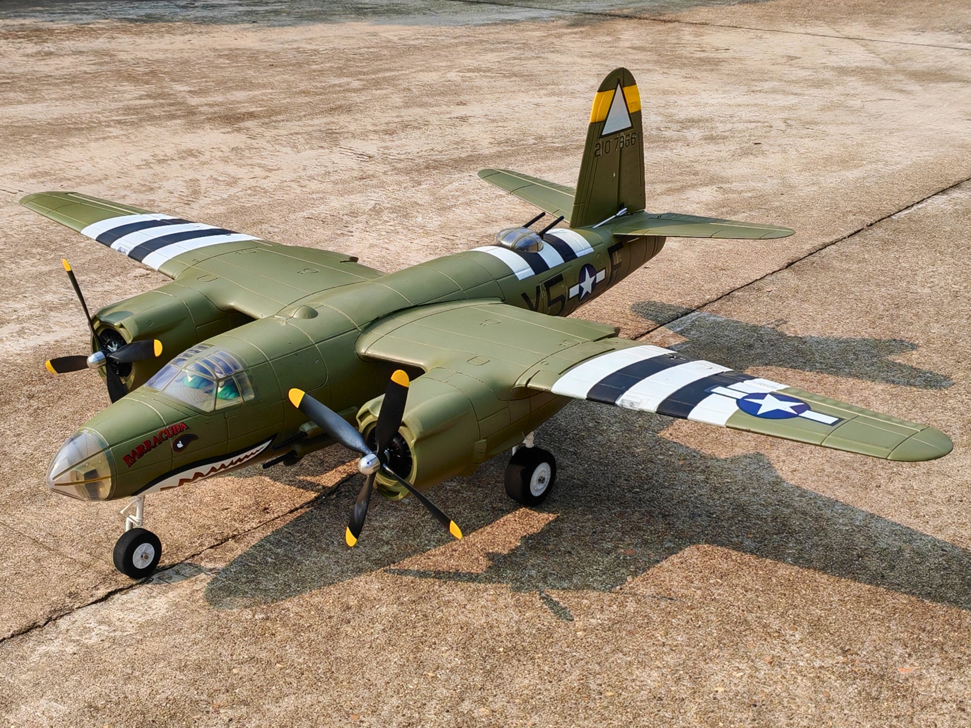 Dynam B-26 Marauder Green 4S Twin-Engine RC Warbird Plane 1.5m Wingspan w/ Flaps