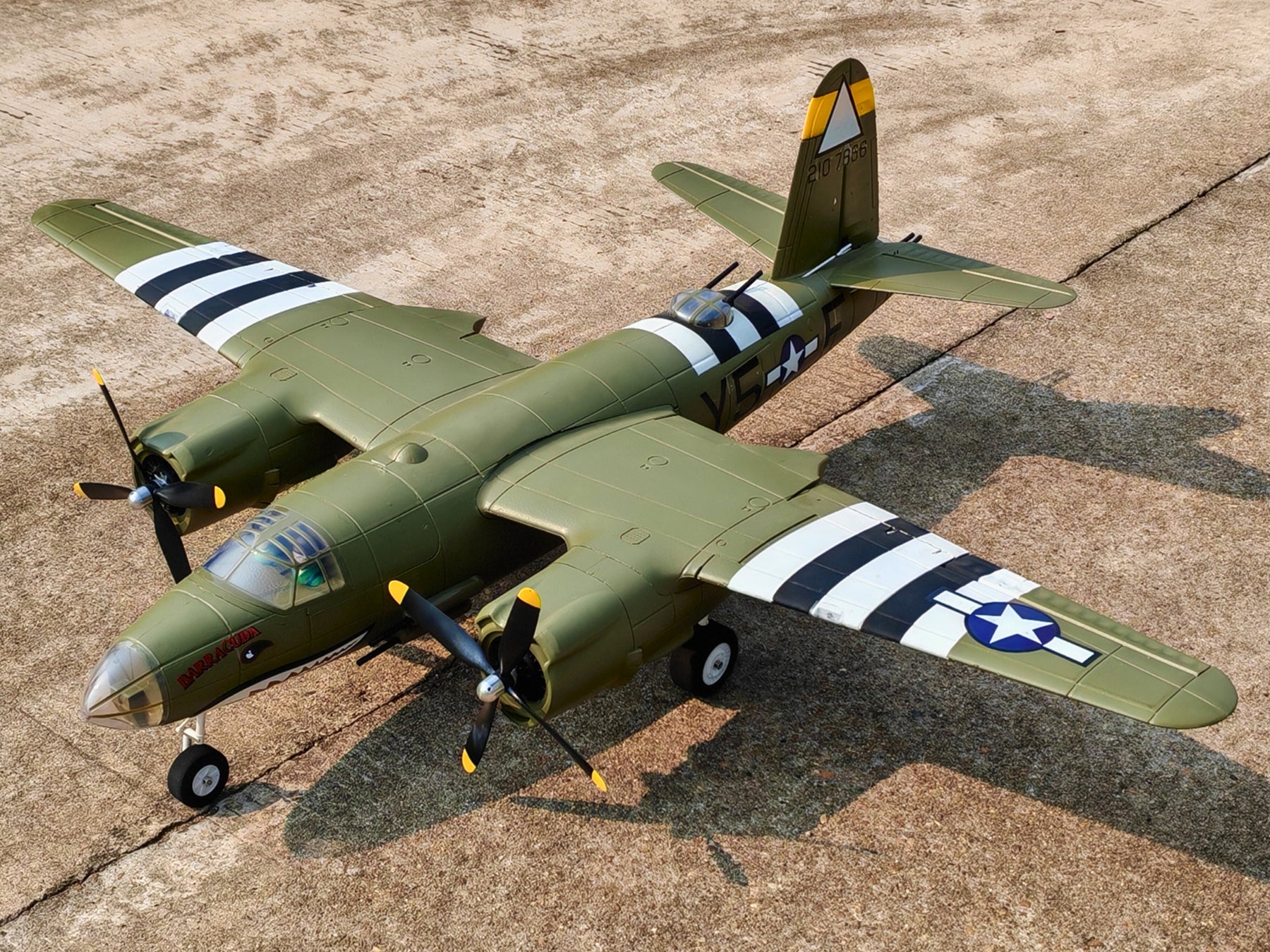 Dynam B-26 Marauder Green 4S Twin-Engine RC Warbird Plane 1.5m Wingspan w/ Flaps