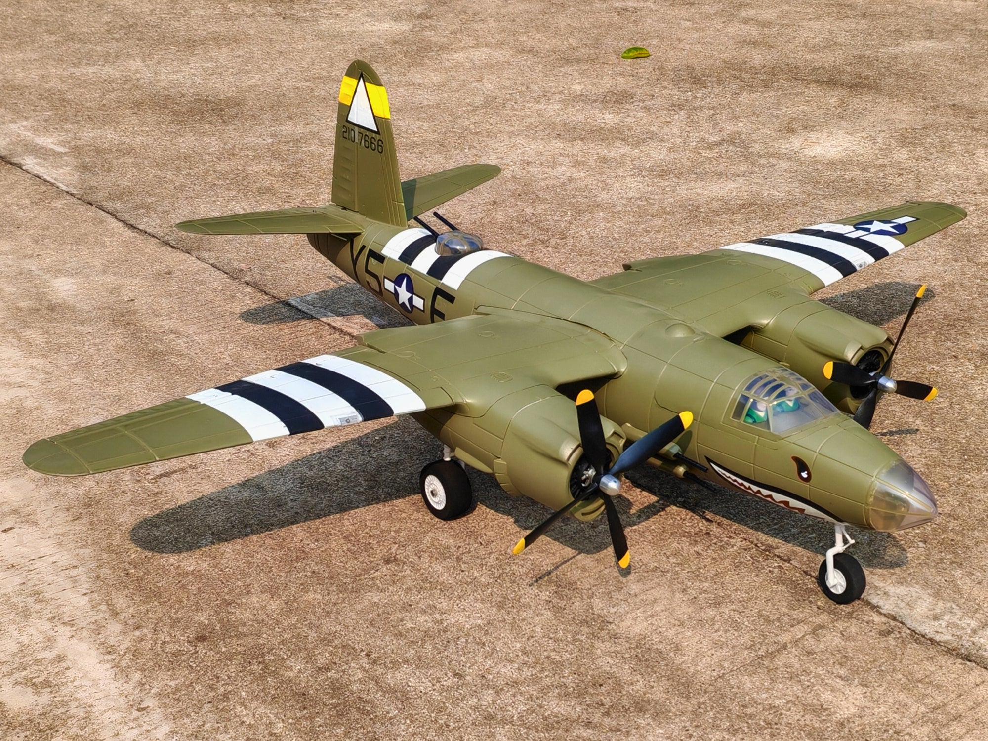 Dynam B-26 Marauder Green 4S Twin-Engine RC Warbird Plane 1.5m Wingspan w/ Flaps