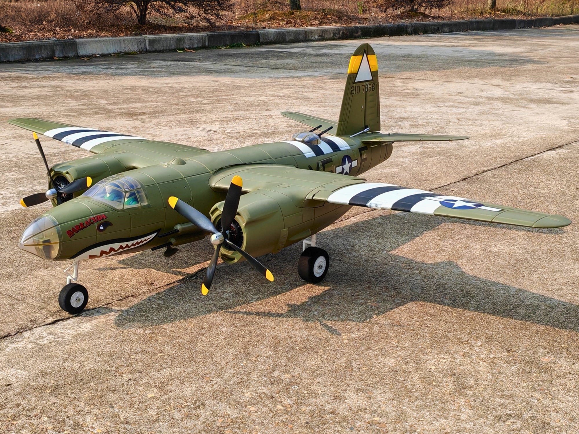 Dynam B-26 Marauder Green 4S Twin-Engine RC Warbird Plane 1.5m Wingspan w/ Flaps