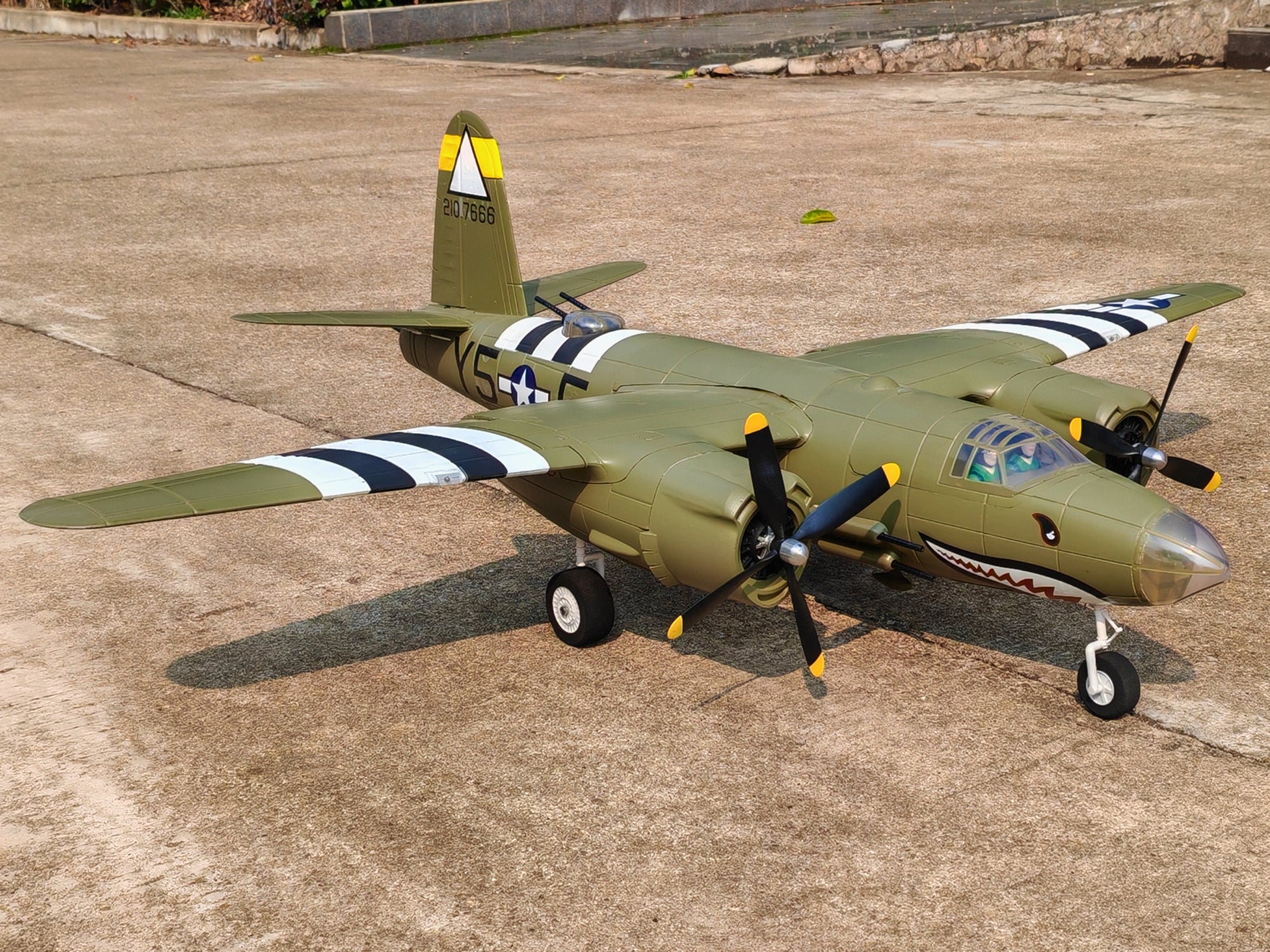 Dynam B-26 Marauder Green 4S Twin-Engine RC Warbird Plane 1.5m Wingspan w/ Flaps