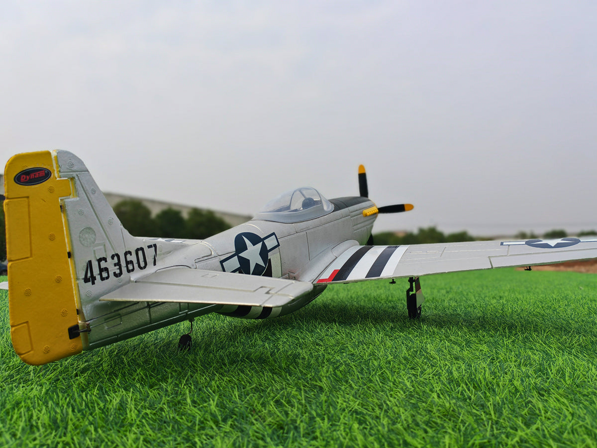 Dynam P-51 Mustang V2 Silver Radio Controlled Warbird Plane 1200mm Wingspan PNP BNF RTF DY8939SV