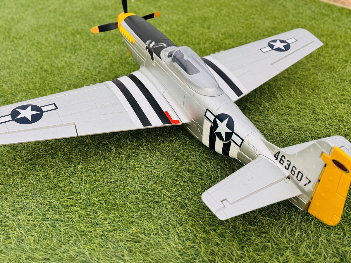 Dynam P-51 Mustang V2 Silver Radio Controlled Warbird Plane 1200mm Wingspan PNP BNF RTF DY8939SV