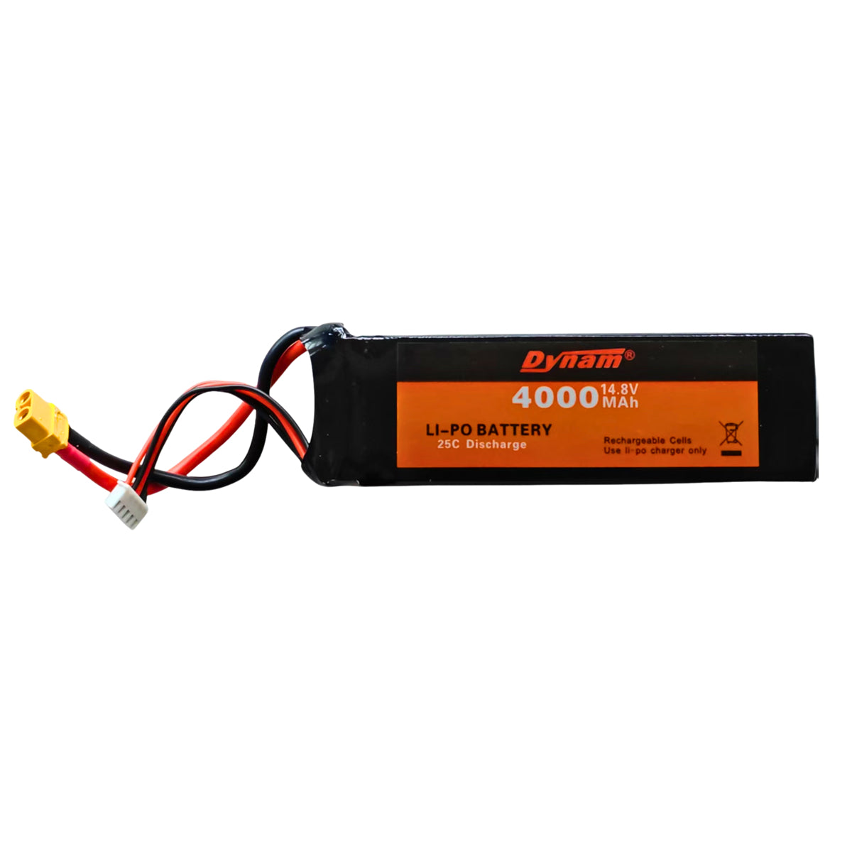 Dynam RC 14.8V 4S 4000mAh 25C Lipo Battery w XT60 Connector