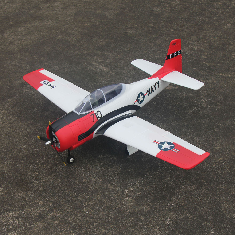 Dynam-T-28-Trojan-V2-Red-4S-Radio-Controlled-Warbird-Airplane-1300mm-Wingspan-Flaps-PNP-BNF-RTF-8C-DY8940RD