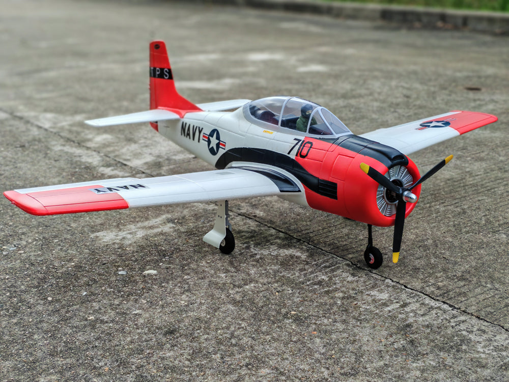 Dynam-T-28-Trojan-V2-Red-4S-Radio-Controlled-Warbird-Airplane-1300mm-Wingspan-Flaps-PNP-BNF-RTF-8C-DY8940RD