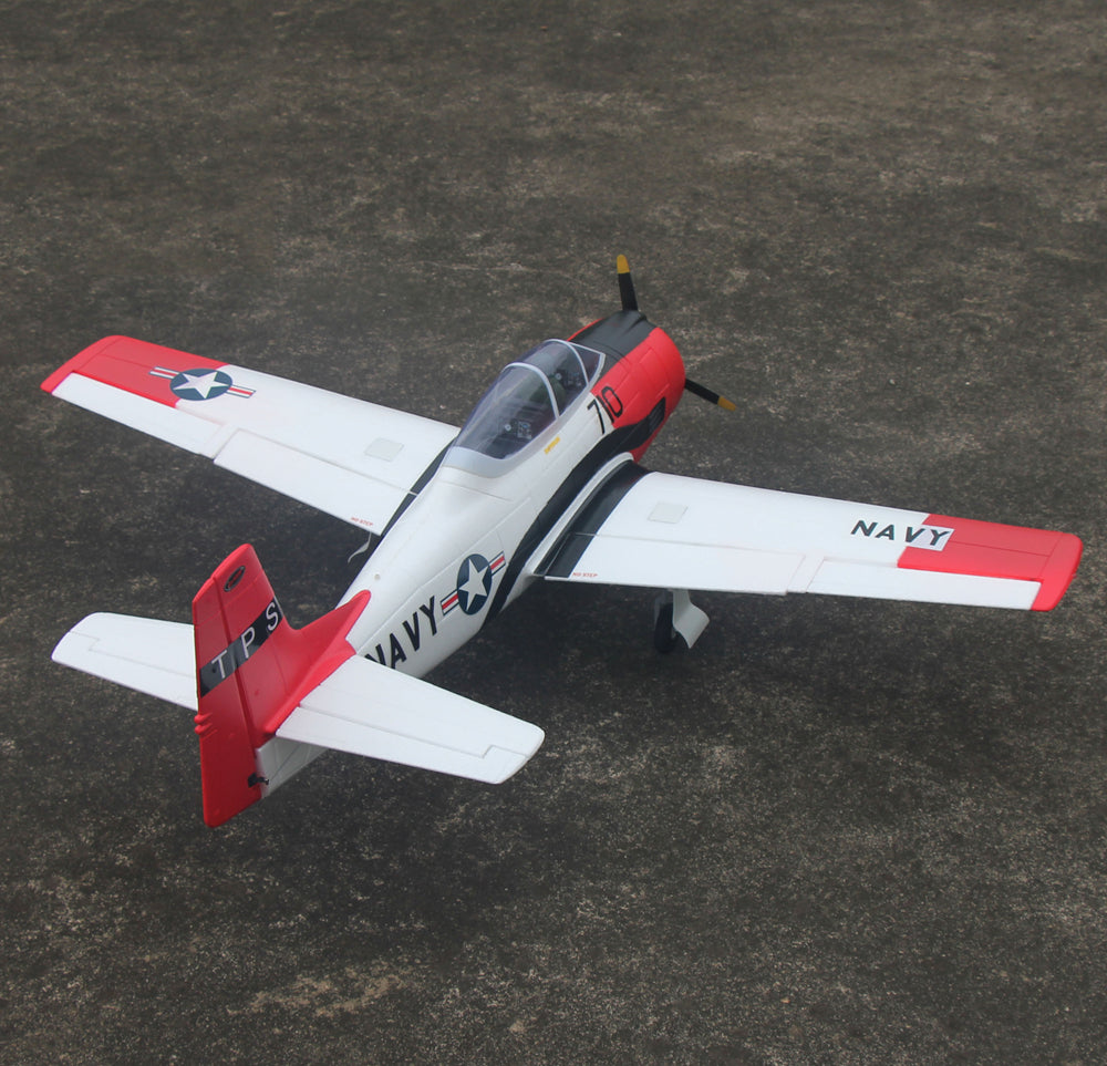 Dynam-T-28-Trojan-V2-Red-4S-Radio-Controlled-Warbird-Airplane-1300mm-Wingspan-Flaps-PNP-BNF-RTF-8C-DY8940RD