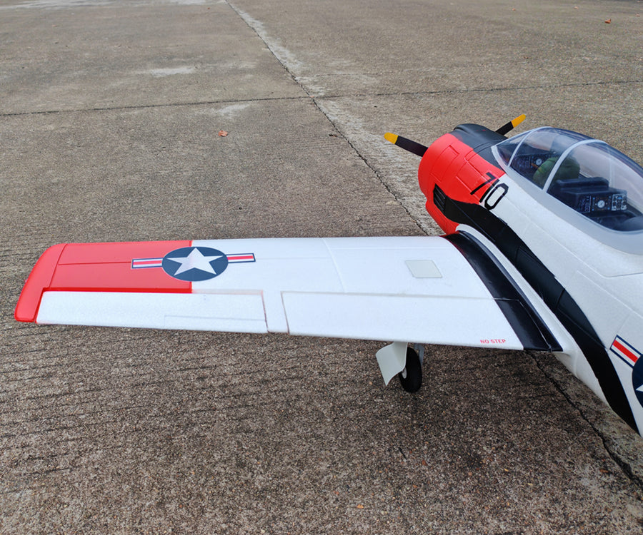 Dynam-T-28-Trojan-V2-Red-4S-Radio-Controlled-Warbird-Airplane-1300mm-Wingspan-Flaps-PNP-BNF-RTF-8C-DY8940RD