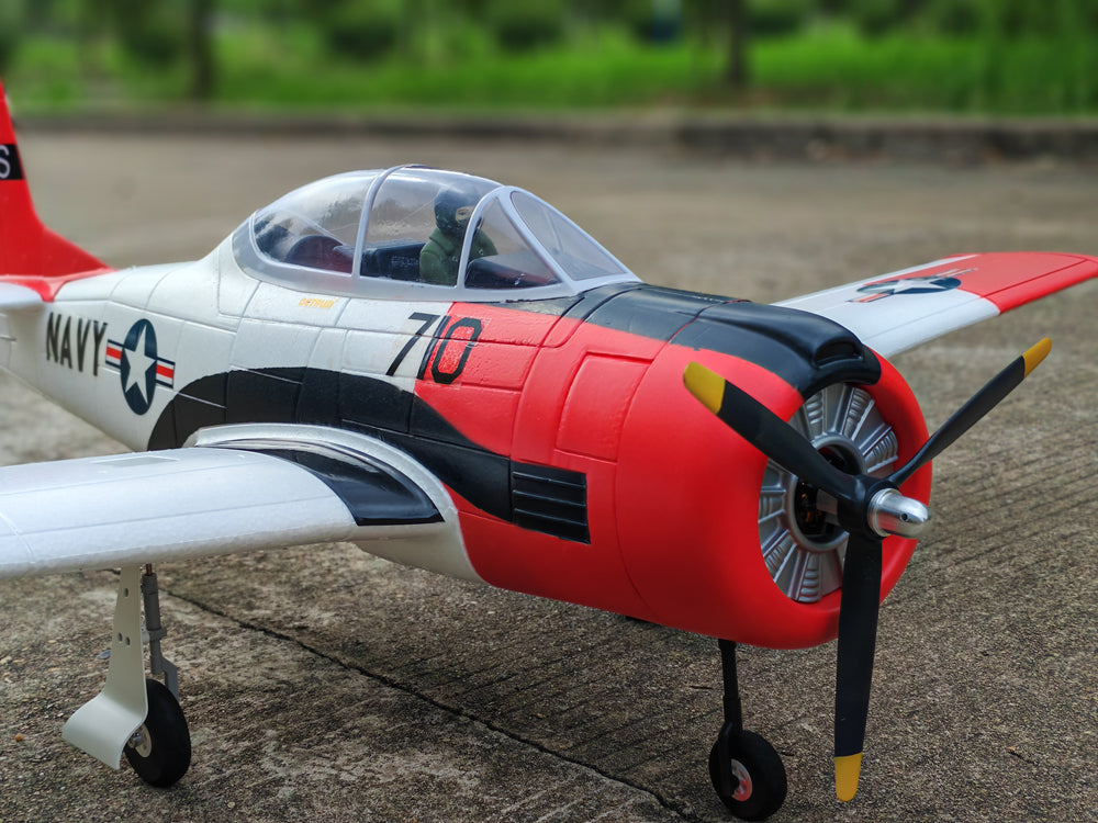 Dynam-T-28-Trojan-V2-Red-4S-Radio-Controlled-Warbird-Airplane-1300mm-Wingspan-Flaps-PNP-BNF-RTF-8C-DY8940RD