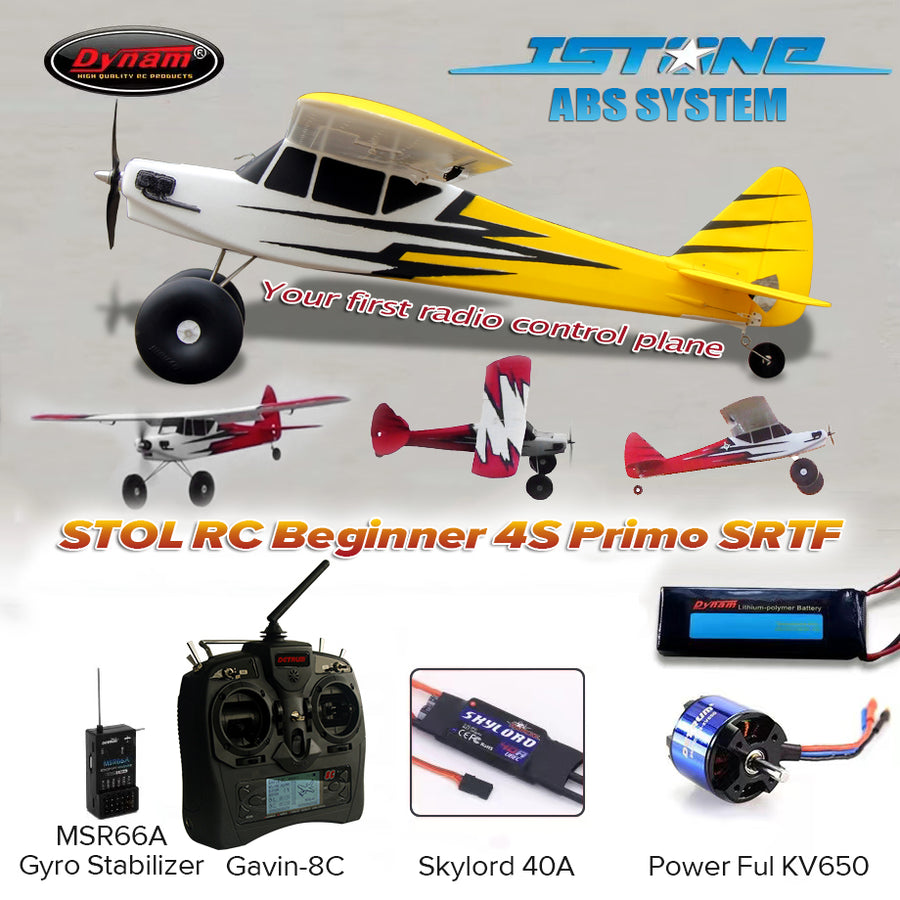 Dynam Primo RC Beginner Trainer Yellow STOL Bigfoot 4S 1450mm w/ Flaps